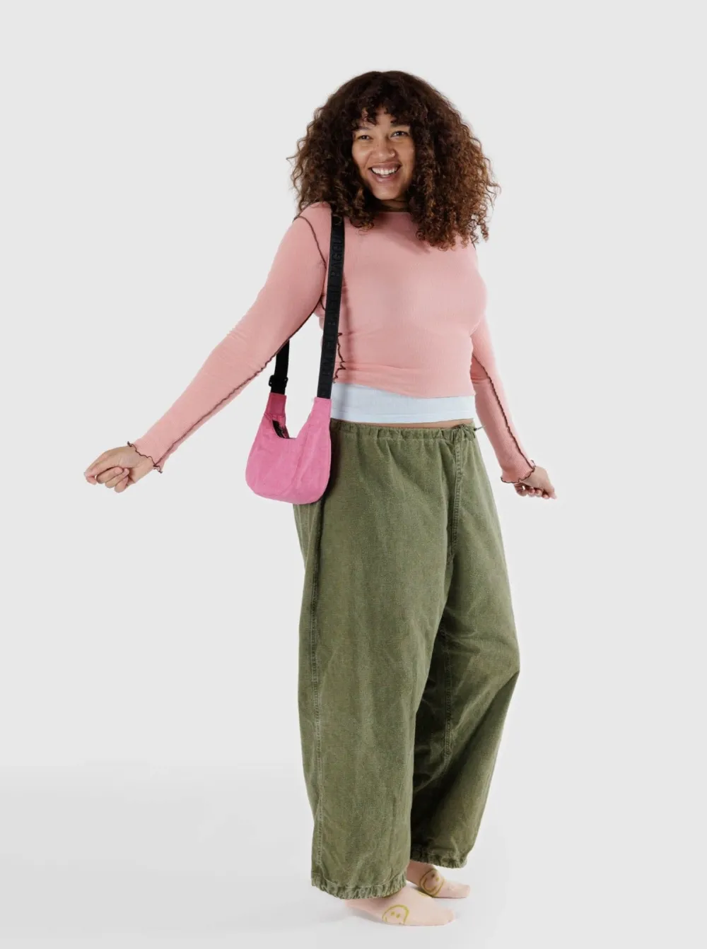 Best Sale BAGGU Small Crescent Nylon Bag - Rose Asalée