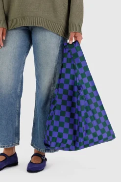 New BAGGU Standard Reusable Bag - Iris Green Check