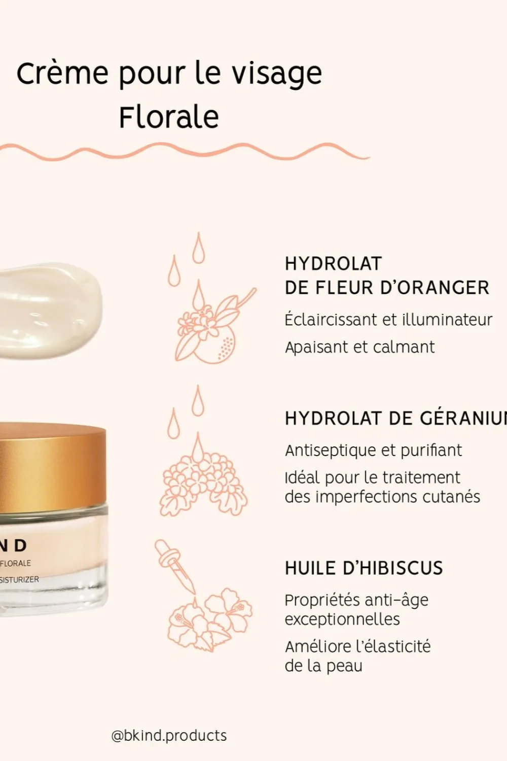 Outlet BKIND Floral Face Cream with Hyaluronic Acid