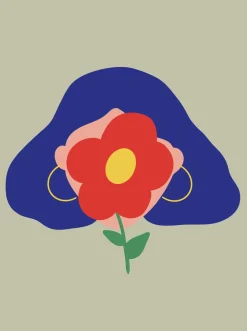 Sale PERLE NOIRE BLACK PERLE Poster Girl with Flower