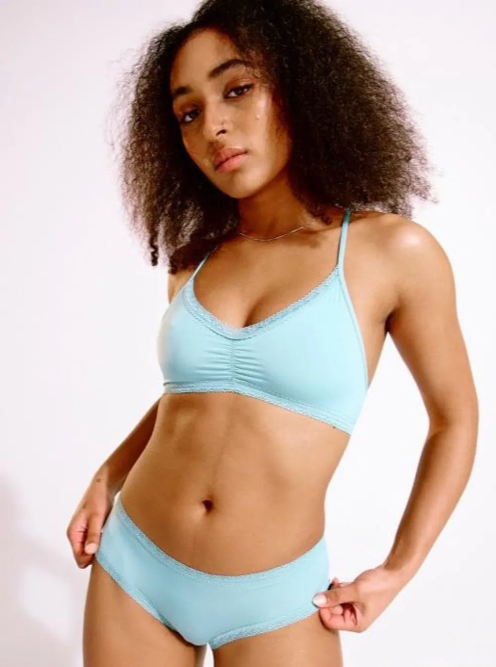 Cheap BLUSH The Micro Lace Trim Bralette - Aqua