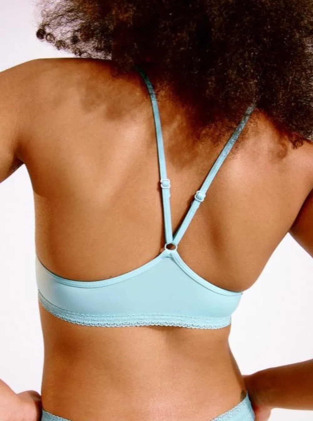 Cheap BLUSH The Micro Lace Trim Bralette - Aqua
