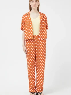 Store COMPANIA FANTASTICA Trousers - Orange Polka Dots