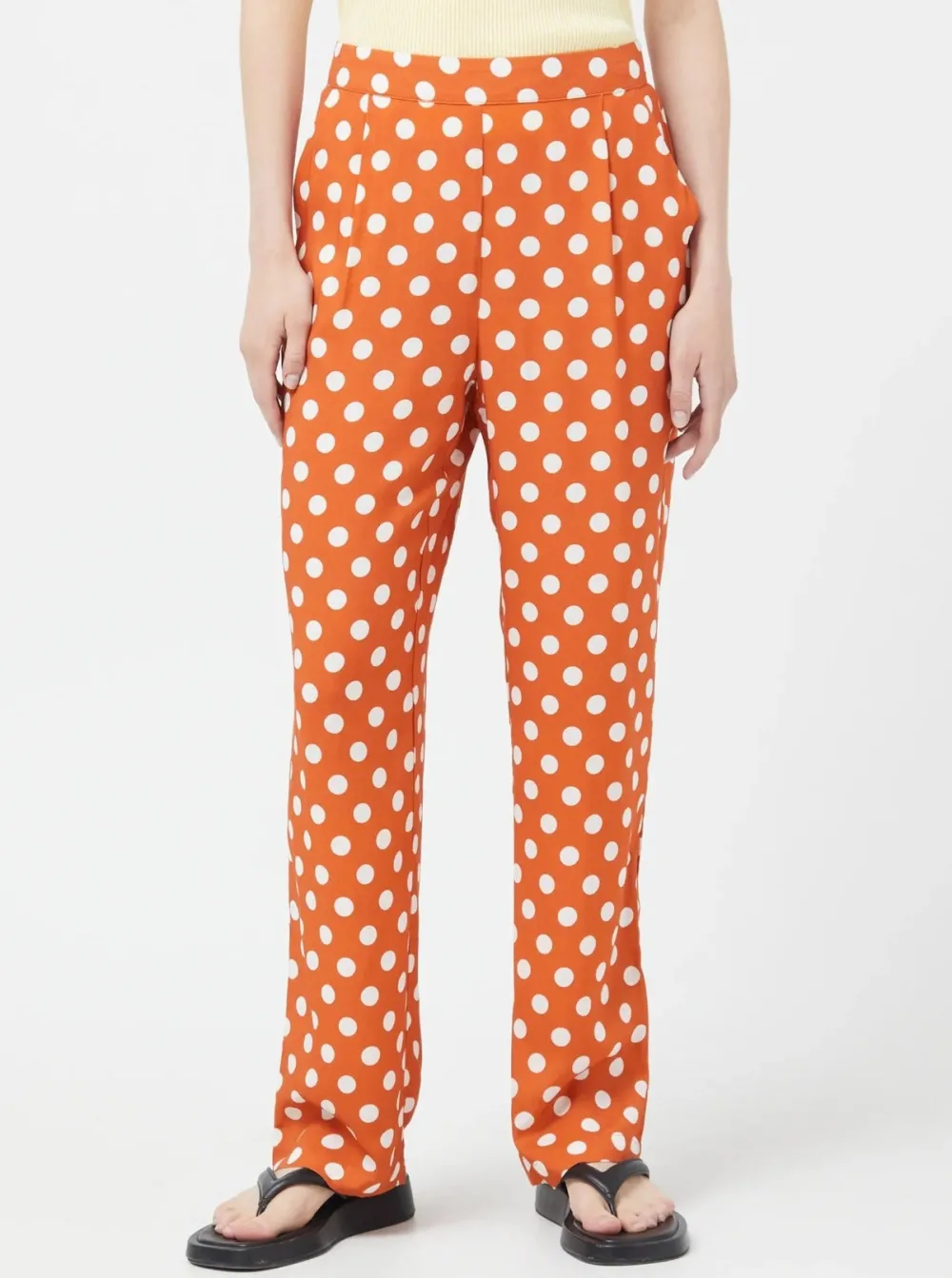 Store COMPANIA FANTASTICA Trousers - Orange Polka Dots