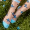 Fashion COUCOU SUZETTE Transparent Blue Butterfly Socks