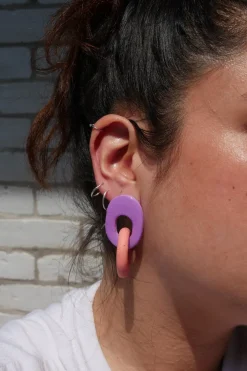 Sale CROCODILE AGILE Lauriette Earrings - Mauve and Coral