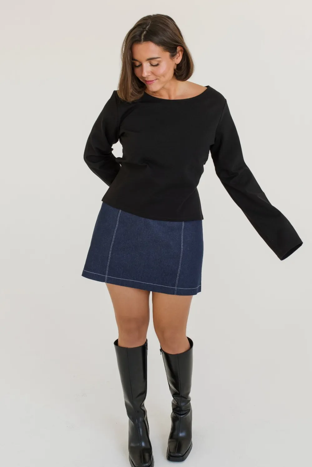 Cheap DAILYSTORY Ashley Skirt - Blue Denim