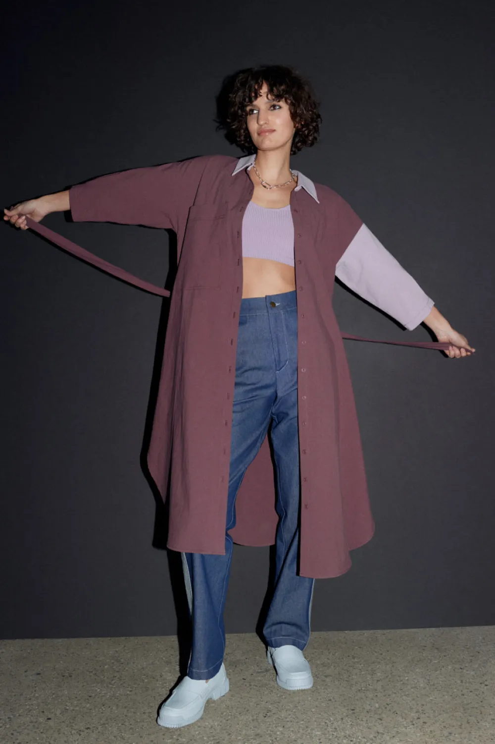 Fashion EVE GRAVEL Veleta Shirt Dress - Aubergine