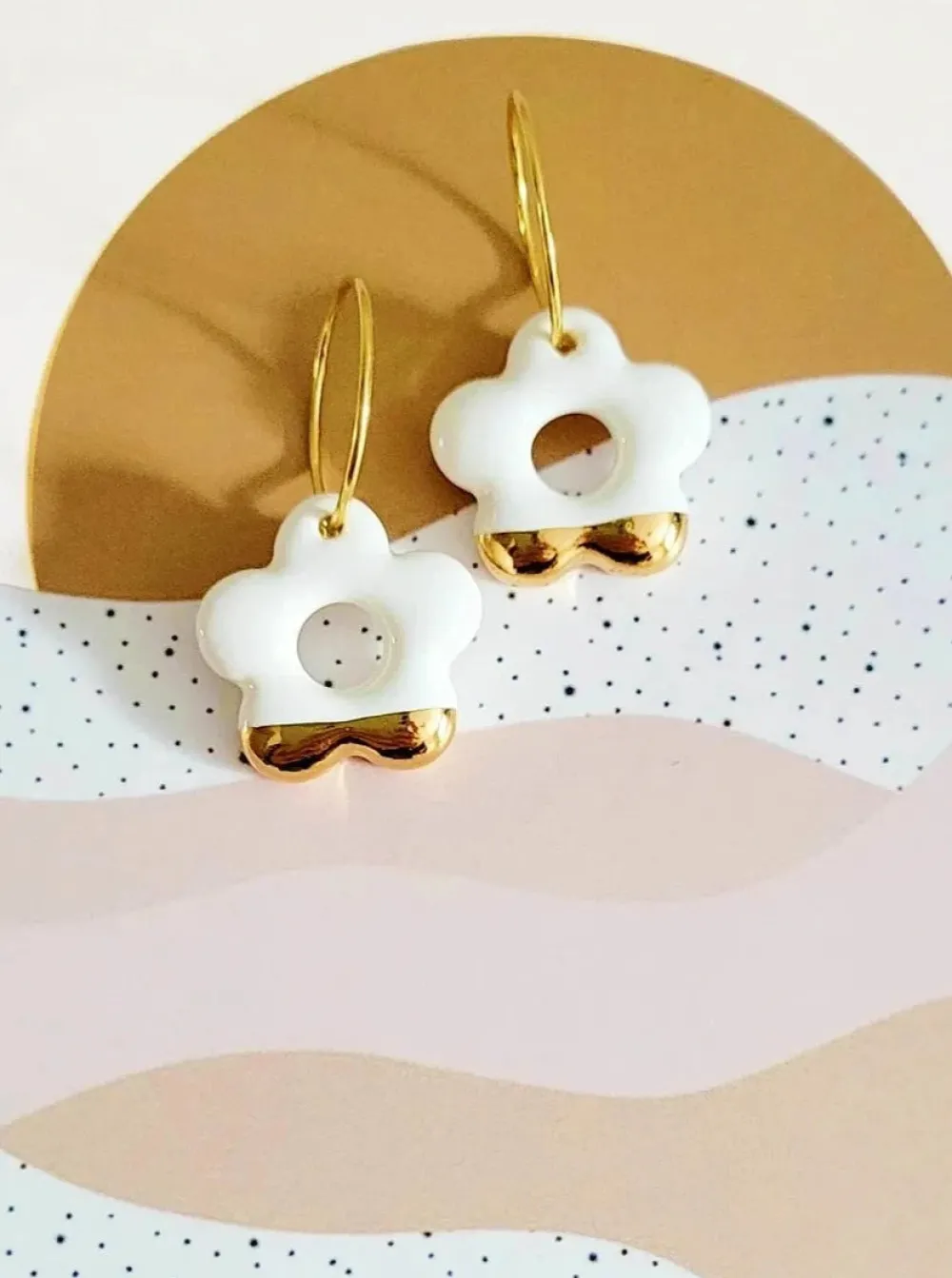 Cheap KAG Ceramic Flower Earrings