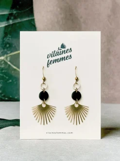 Flash Sale VILAINES FEMMES Naughty Women Fan Earrings - Black