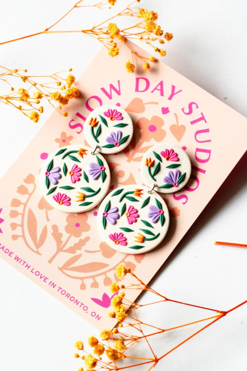Hot SLOW DAY STUDIOS Floral Earrings - Off White
