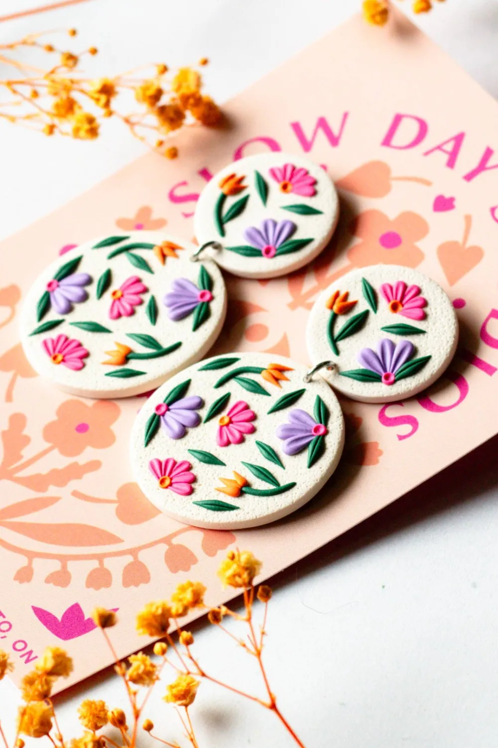 Hot SLOW DAY STUDIOS Floral Earrings - Off White