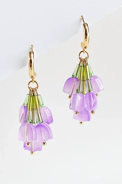 New YELLOW DOTS STUDIO YELLOW DOTS Purple Tulip Bouquet Spilled Earrings