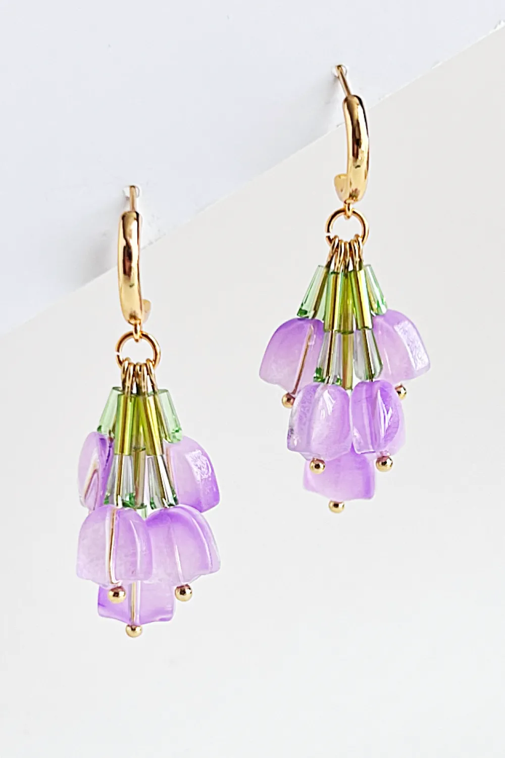 New YELLOW DOTS STUDIO YELLOW DOTS Purple Tulip Bouquet Spilled Earrings