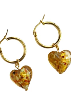 Shop YELLOW DOTS STUDIO Boucles d'oreilles Cœur en Verre Ambré